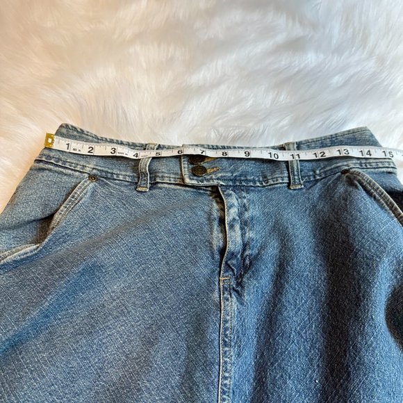 Vintage Skirt Denim Jean 90s Y2K A-Line Academia Crazy Horse Liz Claiborne Sz 8P - Picture 4 of 8